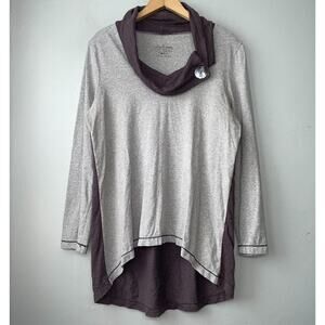 Neon Buddha Size Large Heathered Gray Slub Knit Tunic Top Yoga Athleisure Casual